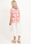 Micha Floral Round Zip Neck T-Shirt, Pink Multi