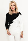 Micha Fine Knit Geometric Sweater, Black & White