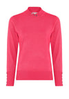 Micha Buttoned Funnel Neck Sweater, Hot Pink