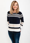 Micha Stripe Pattern Sweater, Navy & Sand