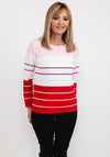 Micha Striped Fine Knit Sweater, Pink & Red