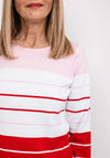 Micha Striped Fine Knit Sweater, Pink & Red