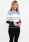 Micha Striped Fine Knit Sweater, Blue & Navy
