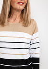 Micha Striped Fine Knit Sweater, Camel & Black