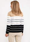 Micha Striped Fine Knit Sweater, Camel & Black