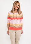 Micha Track Line Pattern Sweater, Pink Multi