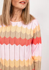 Micha Track Line Pattern Sweater, Pink Multi