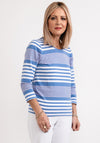 Micha Striped Three Quarter Sleeve T-Shirt, Blue Multi