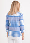 Micha Striped Three Quarter Sleeve T-Shirt, Blue Multi