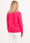 Micha Button Trim Fine Knit Cardigan, Hot Pink