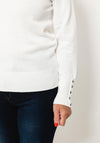 Micha Buttoned Funnel Neck Sweater, White