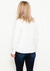 Micha Buttoned Funnel Neck Sweater, White