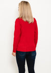 Micha Buttoned Funnel Neck Sweater, Red