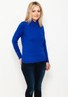 Micha Buttoned Funnel Neck Sweater, Royal Blue