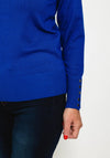 Micha Buttoned Funnel Neck Sweater, Royal Blue