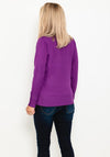 Micha Buttoned Funnel Neck Sweater, Purple