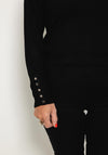 Micha Buttoned Funnel Neck Sweater, Black