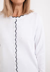 Micha Contrast Trim Fine Knit Cardigan, White