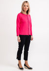 Micha Contrast Trim Fine Knit Cardigan, Fuchsia