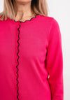 Micha Contrast Trim Fine Knit Cardigan, Fuchsia