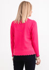 Micha Contrast Trim Fine Knit Cardigan, Fuchsia