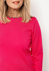 Micha Zig Zag Trim Fine Sweater, Pink & Grey
