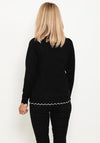 Micha Zig Zag Trim Fine Sweater, Black & White