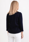 Micha Contrast Cut Trim Knit Sweater, Navy