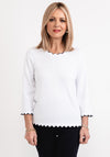 Micha Contrast Cut Trim Knit Sweater, White