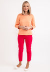 Micha Contrast Cut Trim Knit Sweater, Orange