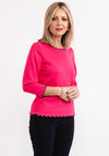 Micha Contrast Cut Trim Knit Sweater, Fuchsia