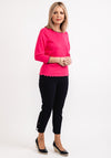 Micha Contrast Cut Trim Knit Sweater, Fuchsia