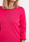 Micha Contrast Cut Trim Knit Sweater, Fuchsia