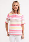 Micha Striped Collared T-Shirt, Pink Multi