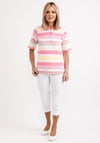 Micha Striped Collared T-Shirt, Pink Multi