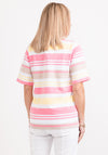 Micha Striped Collared T-Shirt, Pink Multi