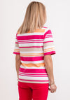 Micha Striped Collared T-Shirt, Fuchsia Multi