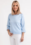 Micha Embroidered Trim Sweater, Light Blue