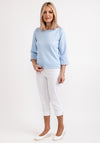 Micha Embroidered Trim Sweater, Light Blue