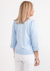 Micha Embroidered Trim Sweater, Light Blue