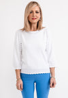 Micha Embroidered Trim Sweater, White