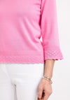 Micha Embroidered Trim Sweater, Pink