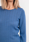 Micha Embroidered Three Quarter Sleeve Sweater, Denim Blue