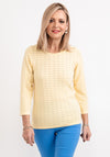 Micha Embroidered Three Quarter Sleeve Sweater, Lemon