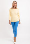 Micha Embroidered Three Quarter Sleeve Sweater, Lemon