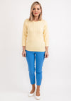 Micha Embroidered Three Quarter Sleeve Sweater, Lemon