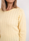 Micha Embroidered Three Quarter Sleeve Sweater, Lemon