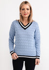 Micha Sporty Trim Knit Jumper, Blue Multi