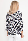 Micha Abstract Shape Stretch Zip Top, Navy Multi
