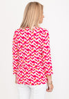 Micha Abstract Shape Stretch Zip Top, Pink Multi